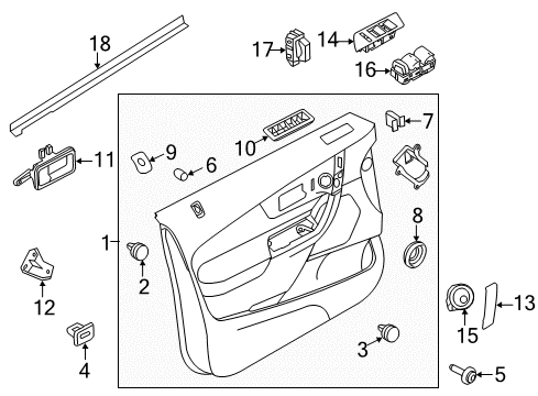 2013 Ford Edge Interior Trim - Front Door Diagram