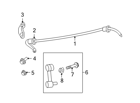 2009 Ford Fusion Rear Suspension Components, Lower Control Arm, Stabilizer Bar Diagram 2 - Thumbnail