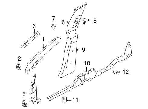 2009 Ford Taurus X Interior Trim - Pillars, Rocker & Floor Diagram