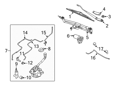 2009 Ford Taurus X Windshield - Wiper & Washer Components Diagram