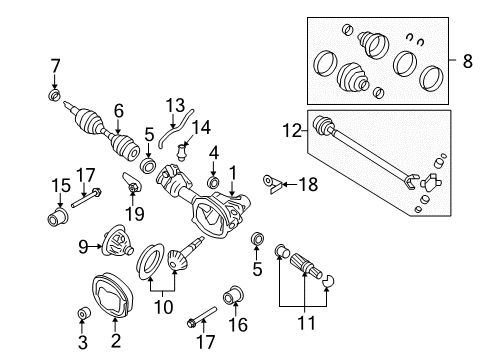 2007 Ford Explorer Sport Trac Carrier & Front Axles Diagram