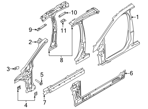 2016 Ford Focus Aperture Panel, Center Pillar, Hinge Pillar, Rocker Diagram