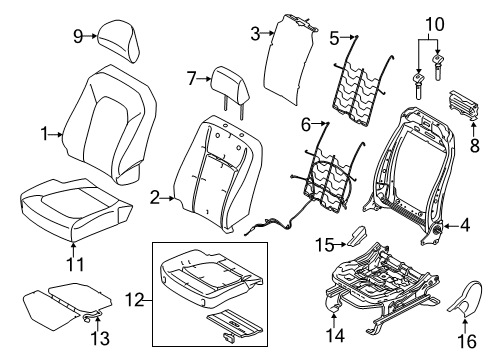 2020 Ford F-250 Super Duty Headrest Pad, Front Diagram for FU5Z-96611A08-AC