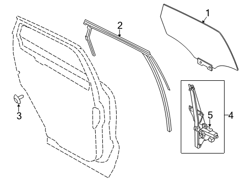 2016 Lincoln MKC Rear Door - Glass & Hardware Diagram