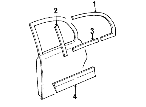 2000 Lincoln Town Car Body Side Molding, Passenger Side Diagram for 6W1Z-5425556-BPTM