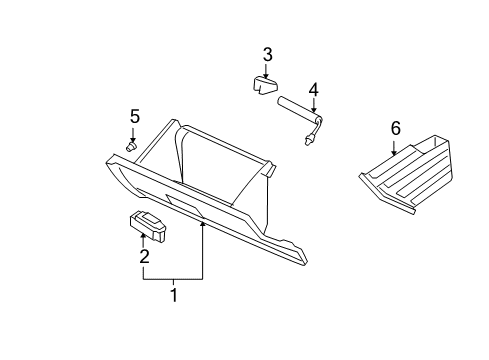 2007 Ford Fusion Glove Box Assembly, Camel, Front Diagram for 6E5Z-54060T10-AB