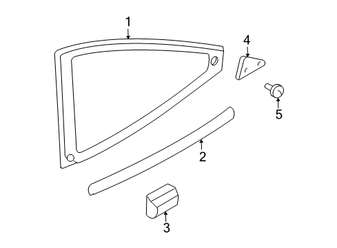 2003 Ford Focus Quarter Panel - Glass & Hardware Diagram