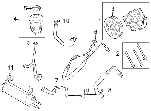 2023 Ford F-250 Super Duty P/S Pump & Hoses, Steering Gear & Linkage Diagram