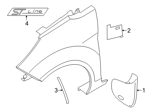 2019 Ford Fiesta Exterior Trim - Fender Diagram