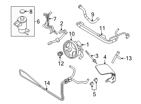 2010 Ford Mustang Power Steering Pump Reservoir Diagram for 8L2Z-3E764-A