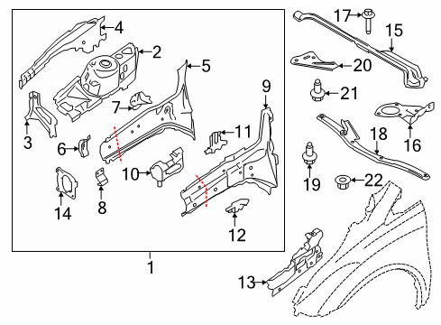 2021 Ford Transit Connect Structural Components & Rails Diagram