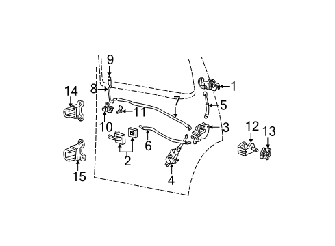 1999 Ford Explorer Rear Door - Lock & Hardware Diagram