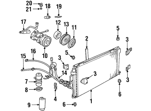 1999 Mercury Grand Marquis A/C Condenser, Compressor & Lines Diagram