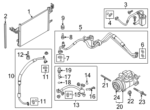 2014 Lincoln MKS A/C Condenser, Compressor & Lines Diagram