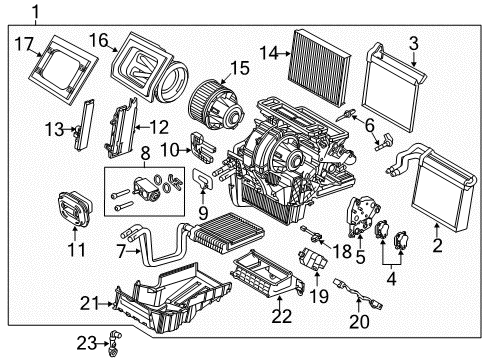2015 Ford Focus A/C Evaporator & Heater Components Diagram