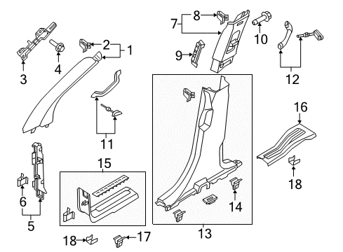 2015 Ford Police Interceptor Utility Interior Trim - Pillars, Rocker & Floor Diagram