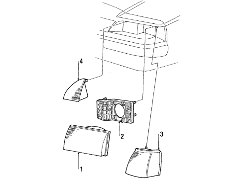 1988 Mercury Cougar Headlamp Components, Park Lamps Diagram