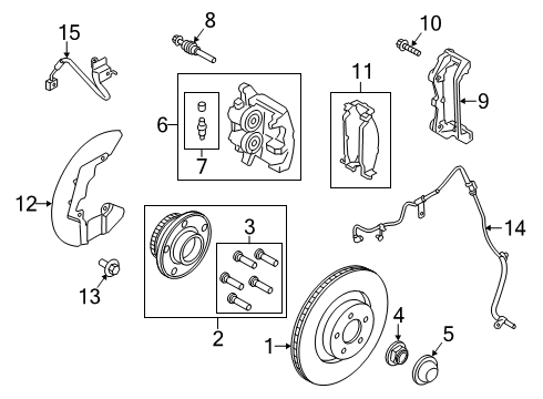 2019 Ford Mustang Caliper, Front Driver Side Diagram for KR3Z-2B121-A