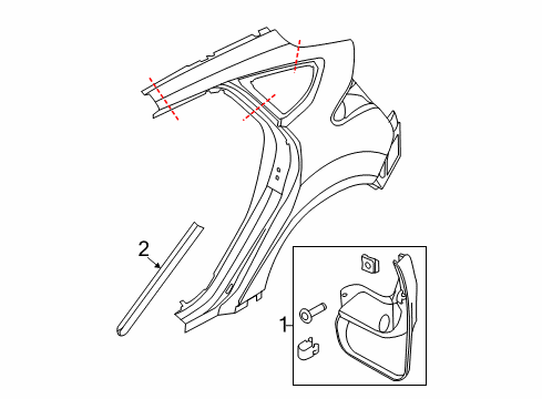 2012 Ford Focus Exterior Trim - Quarter Panel Diagram 1 - Thumbnail