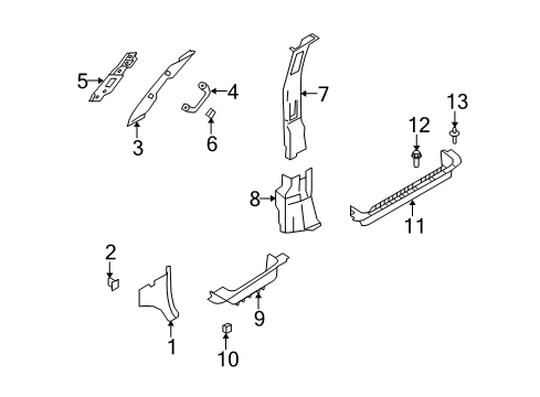 2013 Ford E-250 Interior Trim - Pillars, Rocker & Floor Diagram