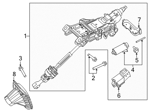 2020 Ford Edge Steering Column & Wheel, Steering Gear & Linkage Diagram 3 - Thumbnail