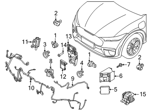 2023 Ford Mustang Mach-E Electrical Components - Front Bumper Diagram 1 - Thumbnail