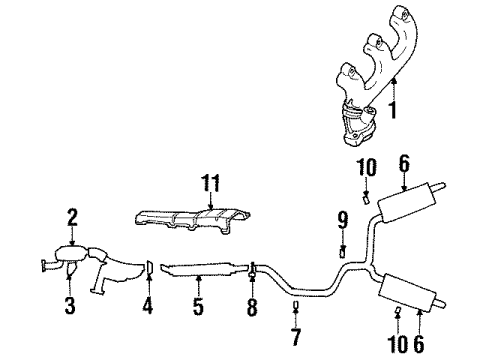 1993 Ford Taurus Exhaust Components, Exhaust Manifold Diagram 1 - Thumbnail