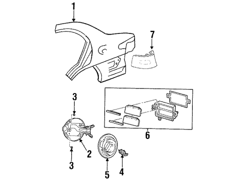 1998 Ford Escort Quarter Panel & Components Diagram 2 - Thumbnail