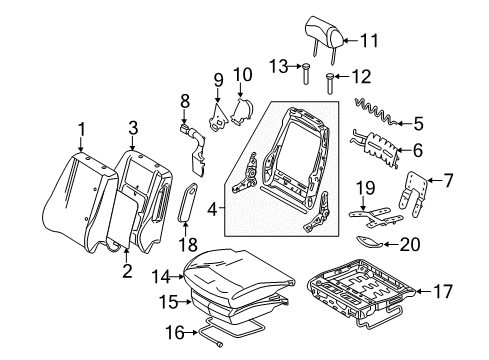 2012 Lincoln MKZ Seat Back Frame, Front Diagram for 9H6Z-5461018-A