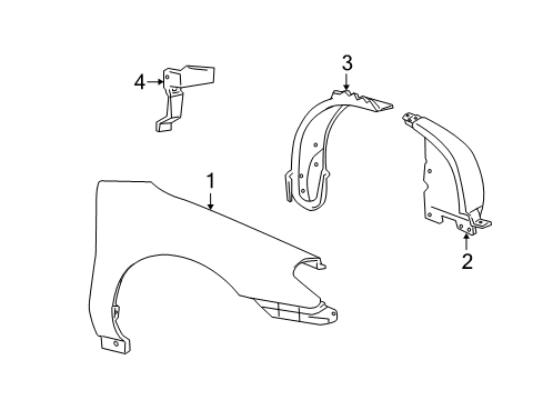 2000 Mercury Sable Fender, Front Driver Side Diagram for YF4Z-16006-BA