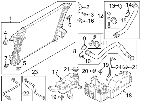 2023 Ford F-350 Super Duty Radiator & Components Diagram 4 - Thumbnail