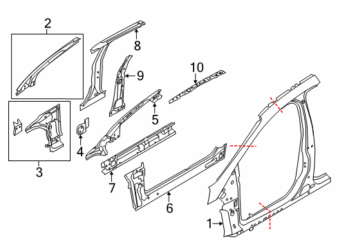 2015 Ford Focus Aperture Panel, Center Pillar, Hinge Pillar, Rocker Diagram