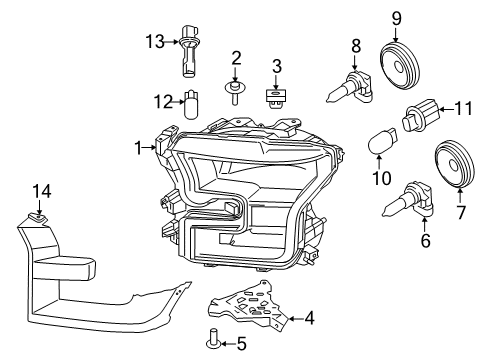 2016 Ford F-150 Headlamp Assembly, Front Driver Side Diagram for FL3Z-13008-B