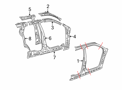 2006 Ford Freestyle Center Pillar & Rocker, Hinge Pillar, Uniside Diagram