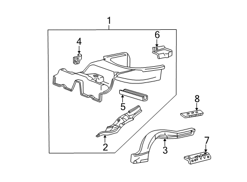 2005 Lincoln LS Rear Floor Pan Diagram for 3W4Z-5411215-A