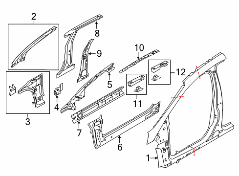 2012 Ford Focus Inner Center Pillar, Driver Side Diagram for BM5Z-58281A07-A