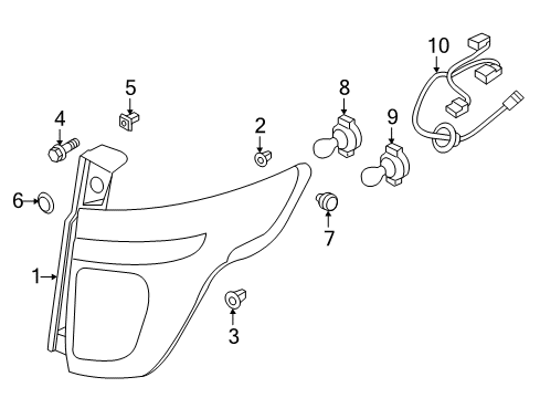 2014 Ford Explorer Tail Lamp Assembly, Rear Passenger Side Diagram for BB5Z-13404-C