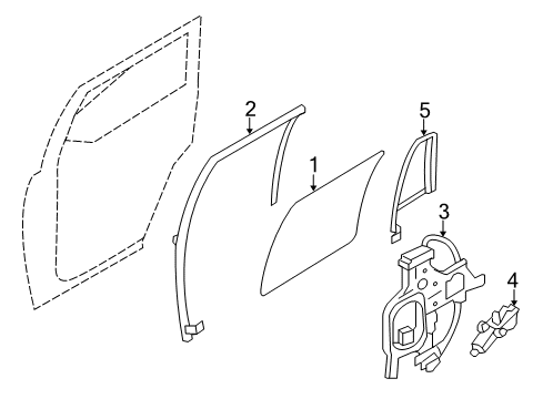2009 Ford Expedition Rear Door - Glass & Hardware Diagram