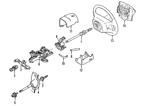 1998 Lincoln Mark VIII Steering Column & Wheel, Steering Gear & Linkage Diagram 1 - Thumbnail