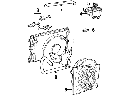 1998 Lincoln Town Car Radiator & Components, Cooling Fan Diagram