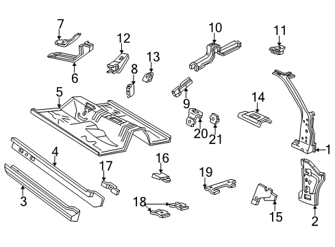 2000 Ford Mustang Front Floor Pan Diagram for XR3Z-6311135-AA