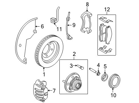 2002 Ford Explorer ABS Sensor, Front Driver Side Diagram for 4L2Z-2C204-C