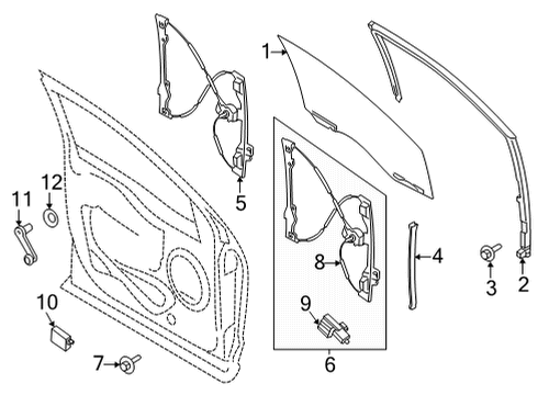 2022 Ford F-150 Window Handle, Front Diagram for FL3Z-1523342-AA