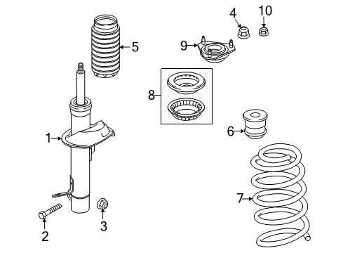 2012 Ford Transit Connect Struts & Components - Front Diagram