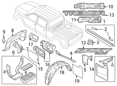 2023 Ford F-250 Super Duty Exterior Trim - Pick Up Box Diagram