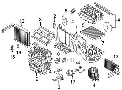 2022 Ford Police Interceptor Utility A/C Evaporator Components Diagram