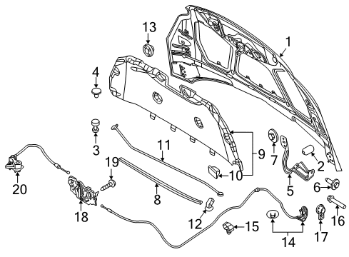 2013 Ford Focus Hood Bumper, Front Diagram for 8V4Z-16758-A