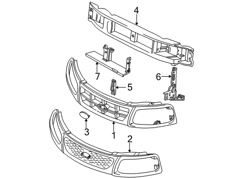 2004 Ford F-150 Heritage Grille & Components Diagram