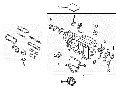 2014 Ford Fusion A/C Evaporator Components Diagram