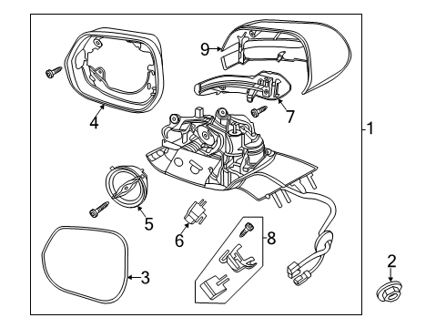 2023 Lincoln Aviator Mirror Outside, Black, Passenger Side Diagram for MC5Z-17682-AAPTM